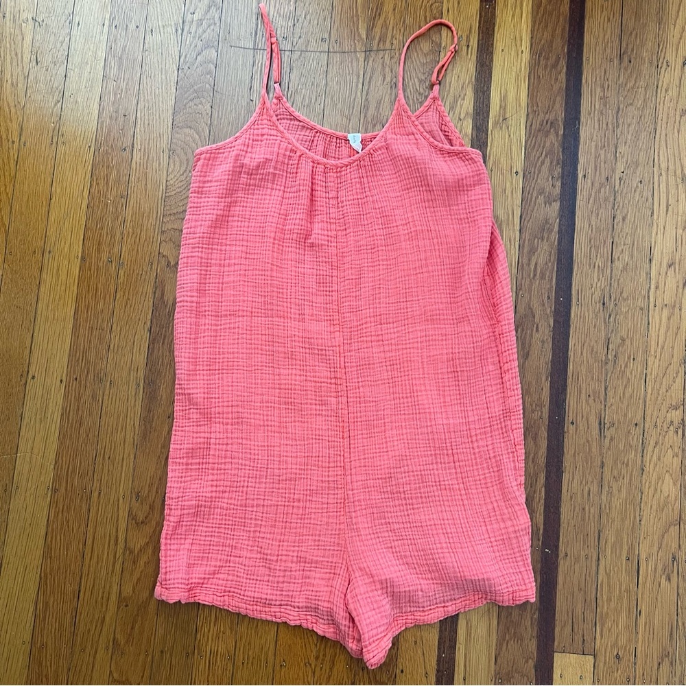 Daily Practice coral romper lightweight coverup orange m medium EUC